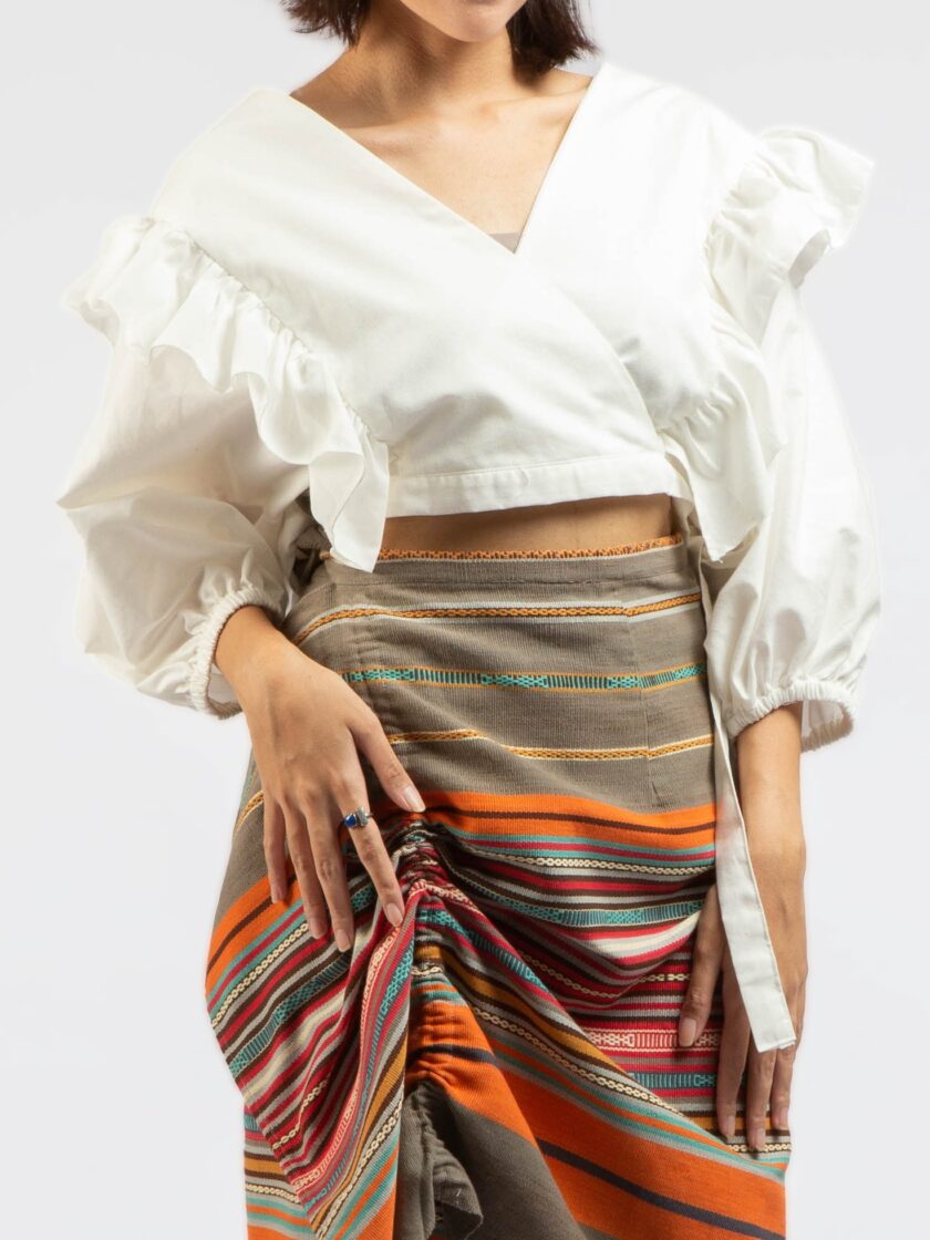Babydoll Puff Wrap Around Top